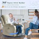 Recliner Chairs for Adults, Massage Rocker with Heated Modern Ergonomic Lounge 360 Degree Swivel Single Sofa Seat Living Room Lounge Recliners Ivory White by CozyNest Decor
