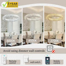 Dia 40" Modern Crystal Chandelier Light Fixtures Silver Luxury Chandeliers for Dining Room Round Hanging Pendant Lighting for Living Room Kitchen Entryway Bedroom by CozyNest Decor