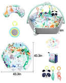 dearlomum 4-in-1 Tummy Time Mat,Baby Activity Play Mat,Newborn Play Baby Mats for Floor with 6 Infant Learning Sensory Baby Toys, Toddler Motor Skill Development,Babies Ball Pit with 18 Ocean Balls by TinyTreasures Baby Boutique
