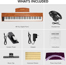88 Key Digital Piano Keyboard for Beginners,Full Size Electric Piano Semi-Weighted Keyboard with Sheet Music Stand,Pedal,Headphone,Power Adapter,USB-MIDI Compatibility,Wood Grain Brown by TinyTreasures Baby Boutique