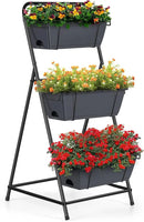 Vertical Garden Planter 3 Tier Raised Garden Bed Herb Planter Outdoor Standing Garden Planter Box with Drainage Holes Removable Tray for Patio Balcony Porch Grey by GreenHaven Gardens