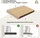 Heimlove 12 Inch Deep Floating Shelves, 16 x 12 inches Long Wall Shelf, Large Extra Display Shelf & Storage Shelf, Rustic Wood Wall Shelves for Fireplace Mantel, Oak - 2Pack by CozyNest Decor