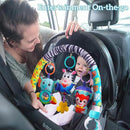 Baby Stroller Arch Mobile With Universal Clamps - Clip-On Activity Bar for Bassinet, Bouncer, Crib, Car Seat - Musical Infant Toys With Elephant Squeaker and Zebra Rattle by TinyTreasures Baby Boutique