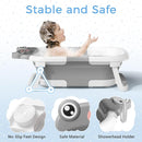 Baby Bathtub, Collapsible Newborn Bathtub for Infant to Toddler 0-24 Months with Soft Cushion and Thermometer,Portable Travel Newborn Tub with No-Slip Feet, Baby Shower Gifts,Grey by TinyTreasures Baby Boutique