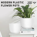 Plant Pots 12/10/9 inch Set of 3, Flower Pots with Multi Mesh Drainage Holes, Large Planters for Indoor Outdoor Garden Plants and Flowers. (White) by GreenHaven Gardens