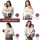 Momcozy Hip Seat Baby Carrier - Adjustable Waistband with Original 3D Belly Protector, Ergonomic Carrier with Various Pockets for Newborns & Toddlers up to 45lbs (Grey, Large) by TinyTreasures Baby Boutique