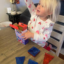 CreateOn Crayola Red, White & Blue Magnetic Tiles 14pc, Building Set for Kids, Magnetic Toy, Travel Toys, Classroom Sensory Toy Blocks, STEM & Montessori Tools for Boys & Girls Ages 3+, 14-Piece Set by TinyTreasures Baby Boutique