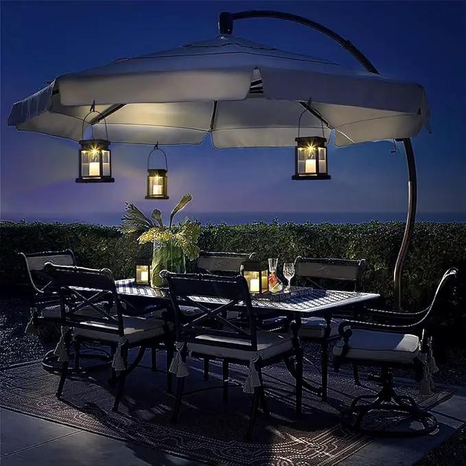 GIGALUMI 8 Pack Solar Hanging Lantern Outdoor, Candle Effect Light with Stakes for Garden, Patio, Lawn, Deck, Umbrella, Tent, Tree, Yard, Driveway-Warm White, photo 4 of 9
