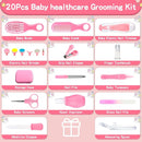 Baby Grooming Kit, Infant Safety Care Set with Hair Brush Comb Nail Clipper Nasal Aspirator,Baby Essentials Kit for Newborn Girls Boys (Pink 20 in 1) by TinyTreasures Baby Boutique