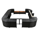 Spa Surround Spa Frame Quadrilateral Outdoor Rattan Sectional Sofa Set With Mini Sofa, Wooden Seats And Storage Spaces by HouseOfZazla