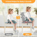Toddler Booster Seat for Dining Table, 5 Point Buckle Child Booster Seat for Table with Backrest, PU Waterproof Easy Cleaning Dining Booster Seat Adjustable Seat Belts & Non-Slip Bottom (Grey) by TinyTreasures Baby Boutique