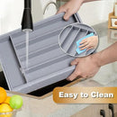 Bamboo Silverware Holder - Drawer Organizer with 5 Slots (Gray) by CozyNest Decor