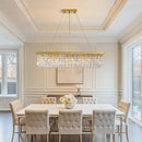 Modern Crystal Chandelier for Dining Room,Gold Luxury Crystal Chandelier,8 Lights Rectangular Rectangle Light Fixture for Living Room Kitchen Island L40''xW10''xH10'' by CozyNest Decor