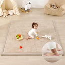 1.3" Thick Baby Play Mat for Floor, 79x79 Large Foam Tummy Time Mat, Padded Support Soft Plush Nursery Rug for Infant Kids Toddler Crawling Kick Activity (Beige) by TinyTreasures Baby Boutique