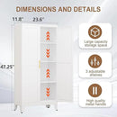 Metal Kitchen Pantry Storage Cabinet with 2 Doors and 3 Adjustable Shelves,Pantry Cabinet with Adjustable Leveling Foot for Kitchen, Living Room, Dining Room（White）