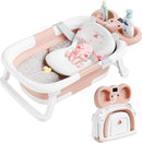 Collapsible Baby Bathtub,Baby Bath Tub with Soft Cushion & Thermometer,Baby Bathtub Newborn to Toddler 0-36 Months,Portable Travel Baby Tub by TinyTreasures Baby Boutique