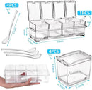 4-Cell Clear Seasoning Rack Spice Box, Storage Container Condiment Jars Acrylic Seasoning Box with Cover and Spoon (Enhanced Version Clear) by CozyNest Decor