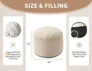 Pouf Ottoman Foot Rest 20"x15" Footstools and Ottomans Small with Filling Cream Small Beige Ottoman Foot Rest Ivory Poofy Ottom Stool Soft Poofs/Ottomans Furniture Living Room Ottom Footstool by CozyNest Decor