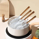 13-Piece silicone utensil set wood handle nonstick cookware safe dishwasher safe kitchen tools BPA free heat resistant (450°F/230°C) ceramic pan safe cooking gifts housewarming (White)