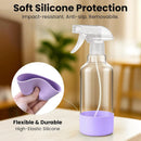 Glass Spray Bottles with Silicone Sleeve 16.9oz 2 Pack Empty Spray Bottle for Hair Mist/Stream Spraying for Cleaning Solutions, Plants, Essential Oils (clear-sblue&purple) by GreenHaven Gardens