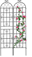 2 Pack Metal Garden Trellis 86.7" H Garden Fence Rustproof Trellis for Climbing Plants Support Roses Flower Outdoor Lawn, Black 7.2 FT Tall by GreenHaven Gardens