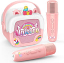 Mini Karaoke Machine for Kids Girls: Unicorn Portable Bluetooth Speakers with 2 Wireless Mic Birthday Gifts for 5 6 7 8 9 10 11 Years Teens Toys for Girls Age 4-6 7 8 9 Years Old Girl Gifts Pink by TinyTreasures Baby Boutique