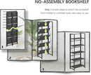4NM No Assembly Foldable Bookshelf, 5-Shelf Collapsible Bookcase Storage for Small Spaces, 62.2" H, Gray and Black by CozyNest Decor