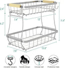 2 Tier Fruit Basket for Kitchen Counter with 2 Banana Hangers, 2025 Pro Detachable Metal Fruit Bowl with Wooden Handle,Fruit Holder for Bread Snack Veggies, Silvery by CozyNest Decor