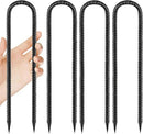 Rebar-Stakes-12-Inch, Ground Stakes Heavy Duty U-Hook Black Coated Anti-Rust Heavy Duty Ground Anchors for Garden Dog Fence Chicken Coop Christmas Decorations Deer Fence 4pcs by CozyNest Decor