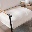 Mid-Century Accent Chair Set of 2, Soft Armchair Sherpa Fabric Lounge Chair with Black Metal Legs, Upholstered Leisure Chair for Living Room Bedroom Reception Room, White by CozyNest Decor