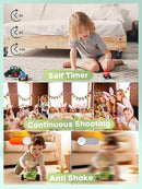 Digital Kids Camera 1080P Vlog Camera with 64GB, Lanyard, 16X Zoom Anti Shake, Card Reader 44MP Compact Portable Point Shoot Digicam for Kid Teen Girl Boy Christmas Halloween Thanksgiving(Black) by TinyTreasures Baby Boutique