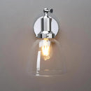 PERMO Industrial Vintage Wall Sconce Chrome Wall Sconce with 6.7" Oval Dome Clear Glass Shade Light Lamp Fixture by CozyNest Decor