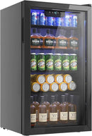 Beverage Refrigerator and Cooler, 126 Can Mini fridge with Plastic Door, Beverage Cooler with Digital Temperature Display & Adjustable Shelves for Soda Beer or Wine, Black by CozyNest Decor