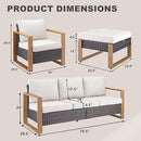Outdoor Wicker Patio Furniture Set - 5 Piece Patio Conversation Set with 2 Wicker Armrest Chairs,2 Rattan Ottoman and 1 Couch,Sturdy Frame,Thick Cushions,Deep Seating(Brown/Beige) by CozyNest Decor