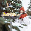 Metal Bird Bath for Outdoors Garden Birdbath Bowl, 36.2" Height Freestanding Bird Feeders for Outside with 4 Prongs Base Stake, Standing Birdfeeders for Yard Lawn Decor (Retro Silver) by GreenHaven Gardens