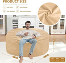 5FT Bean Bag Chair, Large Bean Bag Chairs with Memory Foam Filled, Fluffy Beanbag Sofa with Dutch Velvet Cover, Round BeanBag Chairs for Living Room, Playroom - Khaki by TinyTreasures Baby Boutique