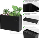 Tall Metal Cube Planter for Outdoor Plants 30" L x 12" W x 24" H, Heavy Duty Steel Large Planter Box with Removable Insert Shelf, Modern Décor for Tall Plants, Trees, Flowers (Black) by GreenHaven Gardens