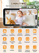 iFamily WiFi Baby Monitor with App – Smartphone Baby Monitor with 5" HD Monitor & 2K Camera, Night Vision, 2-Way Talk, Motion Tracking&Alerts, Temp Sensor, Lullabies,Secure WiFi Lock by TinyTreasures Baby Boutique