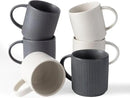 famiware Coffee Mug Set for 6, Star 12 oz Catering Mugs Cup Set with Handle for Coffee, Tea, Cocoa, Milk - Ceramic Stoneware Drinkware Set, Matte White + Matte Black by CozyNest Decor