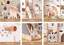 8 in 1 Toddler Slide, Kids Climber Slide with Storage Space and Non-Slip Steps, Indoor Outdoor Playset with Basketball Hoop and Telescope, Slide for Toddlers Age 1-3, Pink White by TinyTreasures Baby Boutique