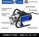 110V Electric Shallow Well Pump, 1.5HP 1532GPH 152FT Water Transfer Pump, Portable Stainless Steel Sprinkler Booster Jet Water Pumps for Garden Lawn Irrigation System by GreenHaven Gardens