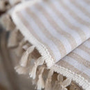 Sutuo Home Boho Curtain 84 Inches Length, Beige Stripes Print Curtain with Handmade Tassels, Rod Pocket Window Treatment Vintage Rustic Bohemian Farmhouse Drape for Bedroom 1 Panel 59" W x 84" L by CozyNest Decor