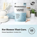 Pronounce Laundry Detergent Powder Alternative | Earth-Derived Ingredients, Eco-Friendly, Safer for Sensitive Skin, Eczema, and Babies. Stain + Smell Fighting. HE Safe (Unscented, 120 Loads) by TinyTreasures Baby Boutique