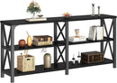 LVB Industrial Entryway Table, Farmhouse Rustic Console Tables Behind Couch, Long Metal Wooden Sofa Table with Storage Shelf, Modern Foyer Hallway Table for Living Room Bedroom, Black Oak, 63 in by CozyNest Decor