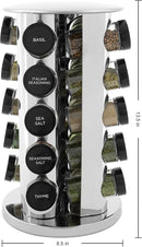 Kamenstein 20 Jar Revolving Countertop Spice Rack with Spices Included, FREE Spice Refills for 5 Years, Polished Stainless Steel with Black Caps, 30020 (Pack of 3) by CozyNest Decor