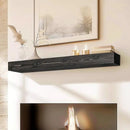 48x8x5 Fireplace Mantel - Handcrafted Hollow Rustic Solid Wood Wall Mounted Floating Shelf with Invisible Heavy Duty Wood Bracket (Weathered Black) by CozyNest Decor