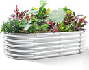 Land Guard Galvanized Metal Raised Garden Bed Kit, 8x4x1.5ft Large Planter Boxes Outdoor, Oval Gardening Box, Patio Garden Planter Box for Vegetables (Silver) by GreenHaven Gardens