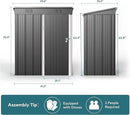 Gizoon 5 'x 3'Outdoor Storage Shed with Singe Lockable Door,Galvanized Metal Shed with Air Vent Suitable for The Garden,Tiny House Storage Sheds Outdoor for Backyard Patio Lawn-Dark Gray by GreenHaven Gardens