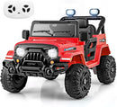 Costzon 12V Kids Ride on Truck Car, Electric Vehicle w/Remote Control, Threaded Wheels, 3 Speeds, LED Lights, Music, Horn & Wireless Connection, Battery Powered Ride on Toy for Boys & Girls 3+ (Red) by TinyTreasures Baby Boutique