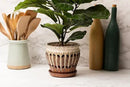 rePotme 6" Pinwheel Fluted Ceramic Plant Pot (Honey Cream Over Copper) - Great for Orchids, Succulents, and All Indoor Plants by GreenHaven Gardens